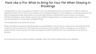 Pack Like a Pro_ What to Bring for Your Pet When Staying in Brookings