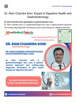 Dr. Ram Chandra Soni Expert in Digestive Health and Gastroenterology