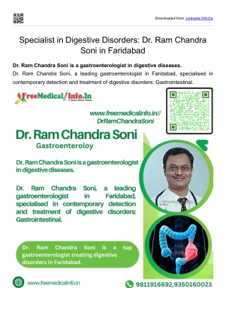 Specialist in Digestive Disorders Dr. Ram Chandra Soni in Faridabad
