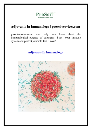 Adjuvants In Immunology prosci-services.com