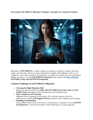 Overcoming SAP S4HANA Migration Challenges- Strategies for a Smooth Transition