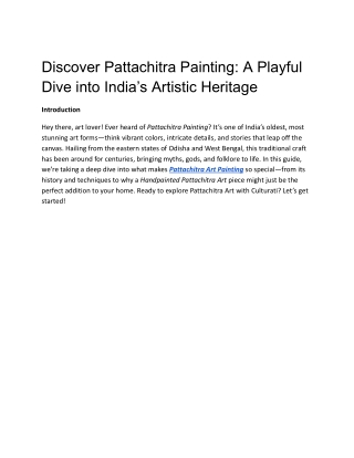 Discover Pattachitra Painting: A Playful Dive into India’s Artistic Heritage