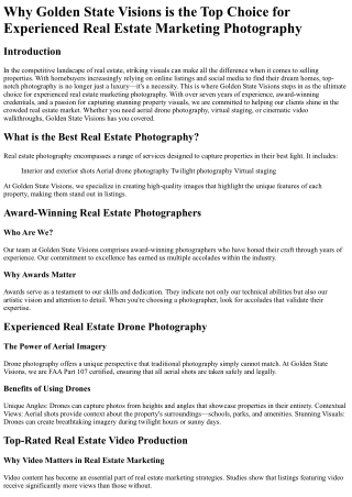 Why Golden State Visions is the Top Choice for Experienced Real Estate Marketing