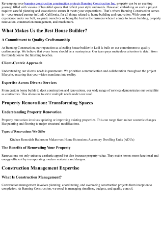 Revamp Your Property with Banning Construction_s Renovation Services