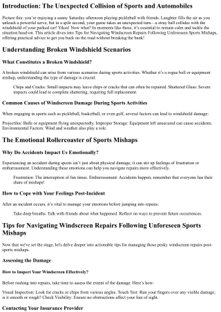 Tips for Navigating Windscreen Repairs Following Unforeseen Sports Mishaps