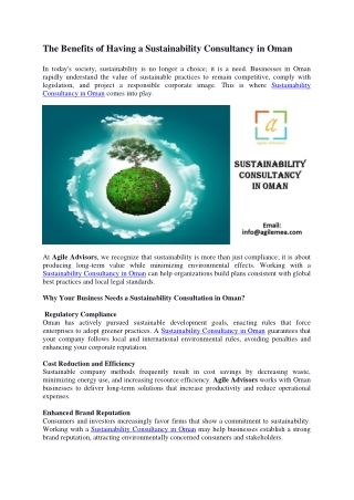 The Benefits of Having a Sustainability Consultancy in Oman
