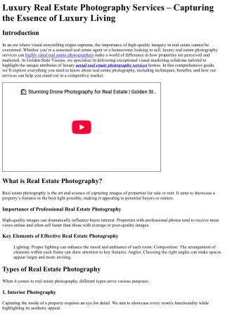 Luxury Real Estate Photography Services – Capturing the Essence of Luxury Living