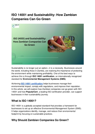 ISO 14001 and Sustainability_ How Zambian Companies Can Go Green