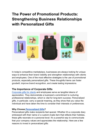 The Power of Promotional Products_ Strengthening Business Relationships with Personalized Gifts