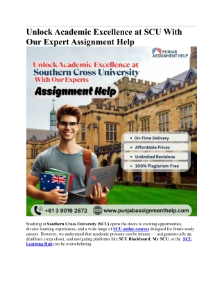 Unlock Academic Excellence at SCU With Our Expert Assignment Help.