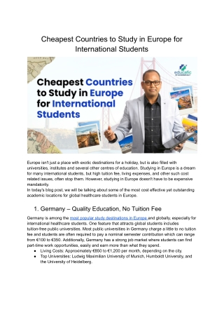 Cheapest countries to study in europe for international students