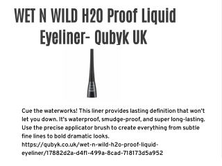 WET N WILD H2O Proof Liquid Eyeliner- Qubyk UK