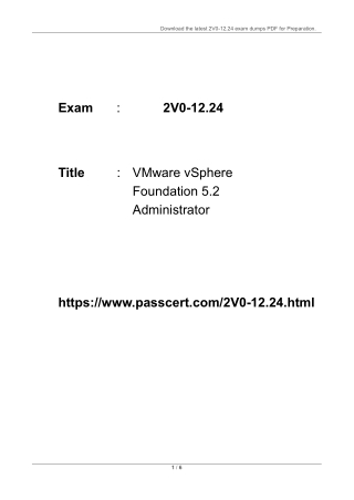 2V0-12.24 VMware vSphere Foundation 5.2 Administrator Dumps PDF