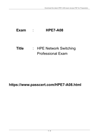 HPE7-A08 HPE Network Switching Professional Dumps PDF