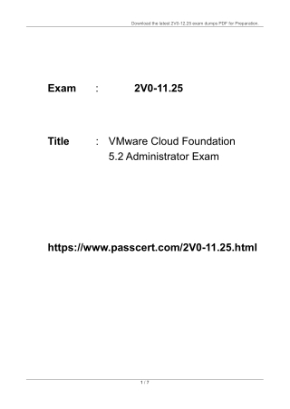 2V0-11.25 VMware Cloud Foundation 5.2 Administrator Dumps PDF
