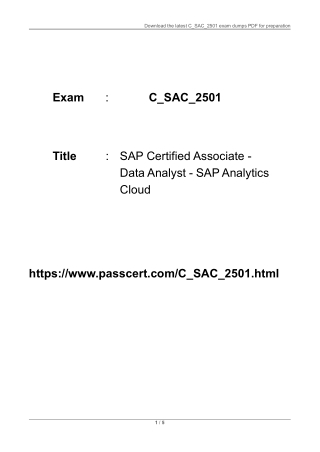 SAP Analytics Cloud Data Analyst  C_SAC_2501 Dumps PDF
