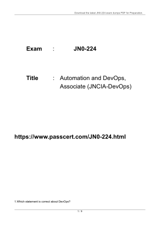 JNCIA-DevOps Certification JN0-224 Dumps PDF