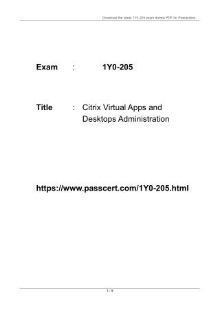 Citrix Virtual Apps 1Y0-205 Dumps PDF