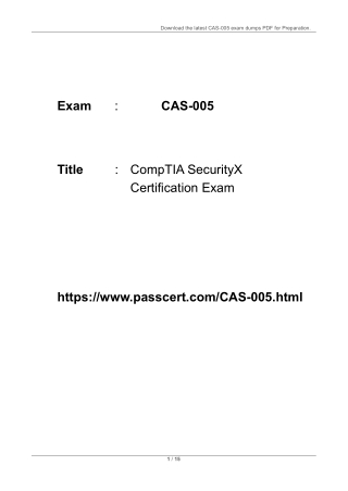 CAS-005 CompTIA SecurityX Certification Dumps PDF