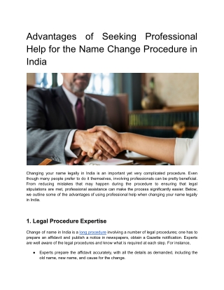 Advantages of Seeking Professional Help for the Name Change Procedure in India