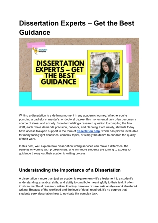 Dissertation Experts – Get the Best Guidance