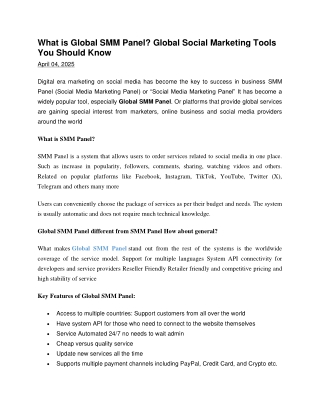 What is Global SMM Panel Global Social Marketing Tools You Should Know