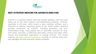 Best Ayurvedic Medicine for Arthritis Knee Pain