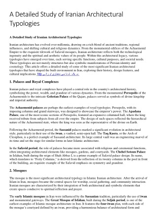 A Detailed Study of Iranian Architectural Typologies