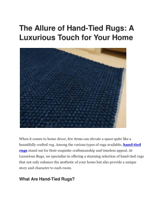 LuxuriousRugs - Exquisite Hand-Tied Rugs for Timeless Elegance