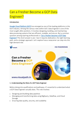 GCP Data Engineering Course in Ameerpet | Google Cloud