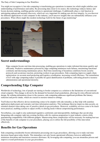 The Function of Side Computing in Gas Procedures