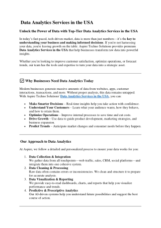Data Analytics Services in the USA