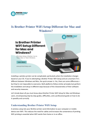 Is Brother Printer WiFi Setup Different for Mac and Windows