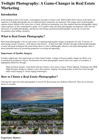Twilight Photography A Game-Changer in Real Estate Marketing