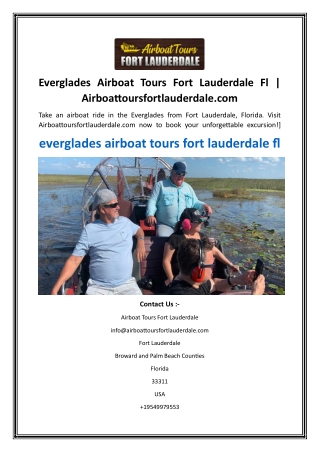 Everglades Airboat Tours Fort Lauderdale Fl  Airboattoursfortlauderdale.com
