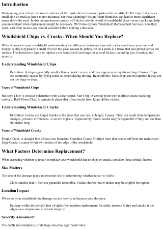 Windshield Chips vs. Cracks: When Should You Replace?