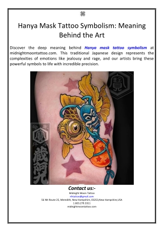 Hanya Mask Tattoo Symbolism: Meaning Behind the Art