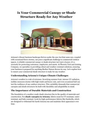 Is Your Commercial Canopy or Shade Structure Ready for Any Weather