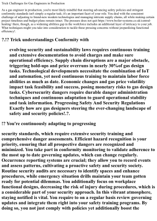 Trick Challenges for Gas Engineers in Production