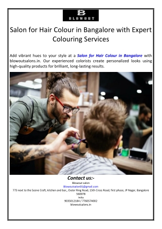 Salon for Hair Colour in Bangalore with Expert Colouring Services