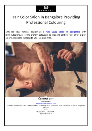 Hair Color Salon in Bangalore Providing Professional Colouring