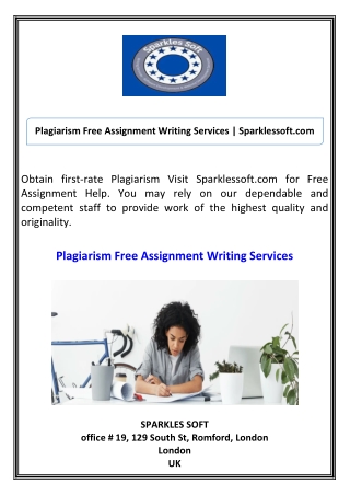 Plagiarism Free Assignment Writing Services Sparklessoft.com