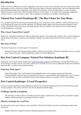 “How Natural Pest Solutions Can Enhance Your Property's Value”