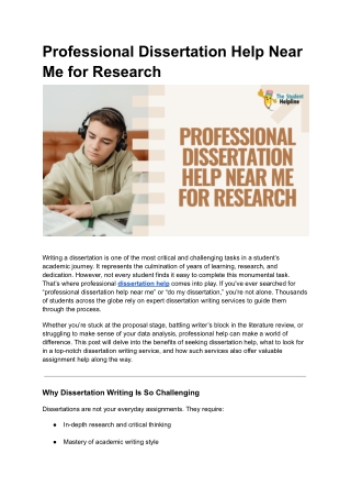 Professional Dissertation Help Near Me for Research