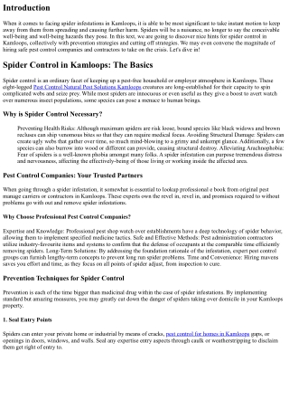 Spider Control in Kamloops: Preventing and Eliminating Spider Infestations