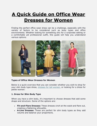 A Quick Guide on Office Wear Dresses for Women