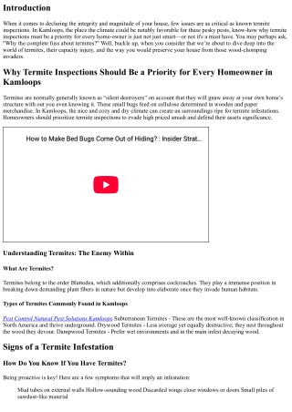 Why Termite Inspections Should Be a Priority for Every Homeowner in Kamloops