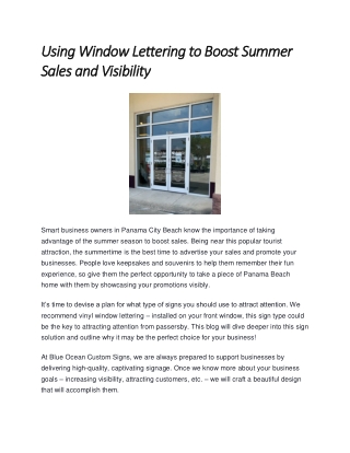 Using Window Lettering to Boost Summer Sales and Visibility
