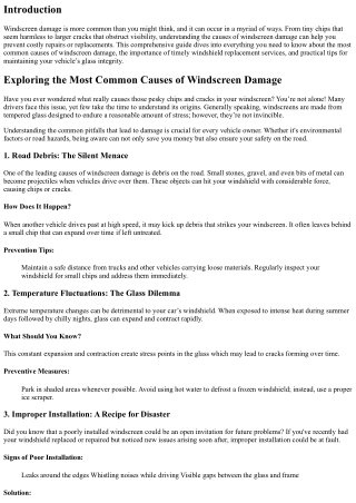 Exploring the Most Common Causes of Windscreen Damage