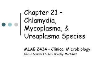 Chapter 21 – Chlamydia, Mycoplasma, & Ureaplasma Species